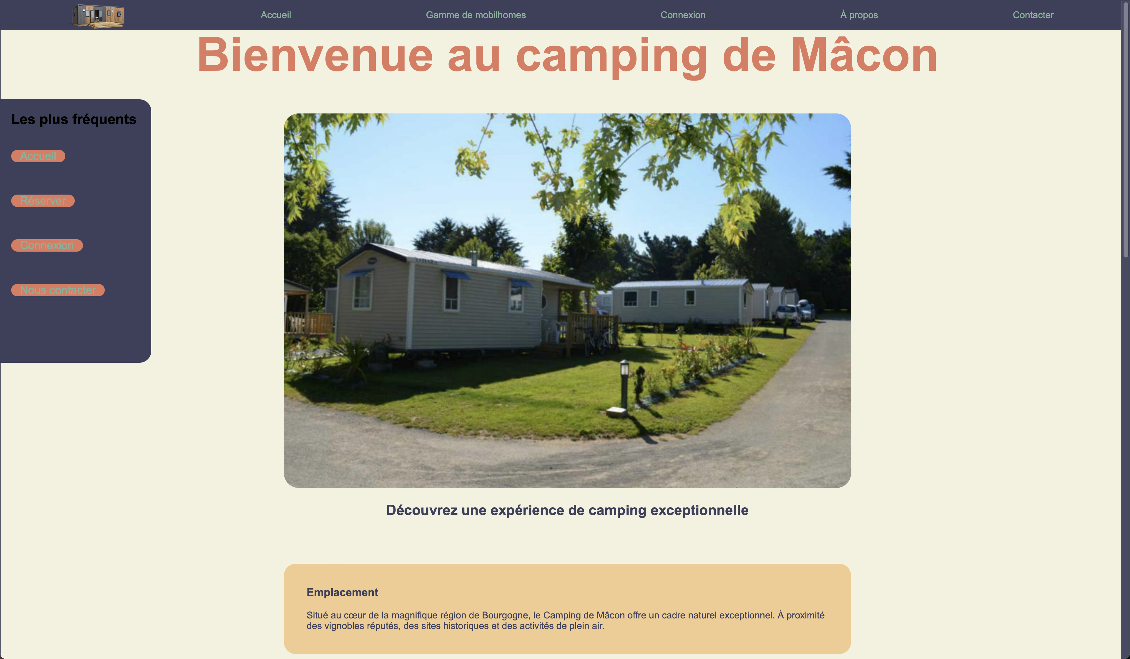 Capture d'écran du site Camping