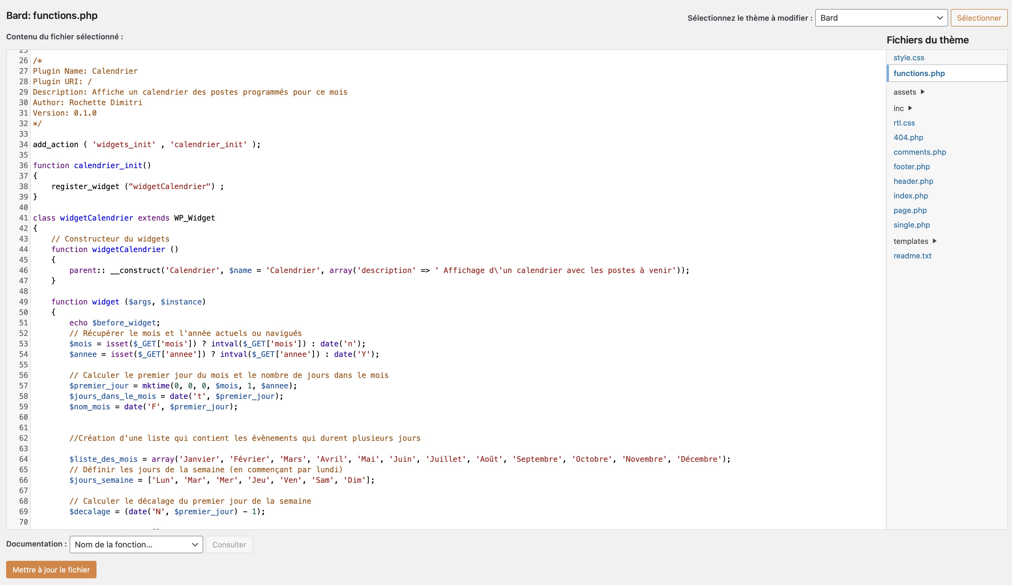Code de fonctions dans WordPress